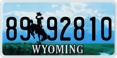 WY license plate 8992810