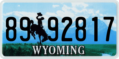 WY license plate 8992817