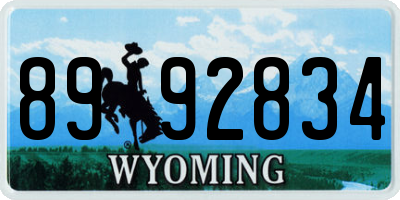 WY license plate 8992834
