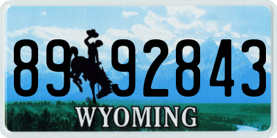 WY license plate 8992843