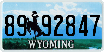 WY license plate 8992847