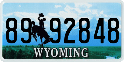 WY license plate 8992848
