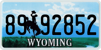 WY license plate 8992852