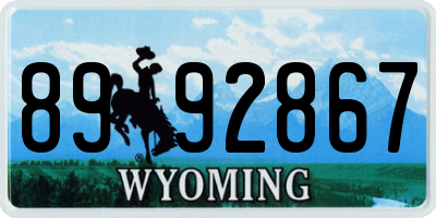 WY license plate 8992867