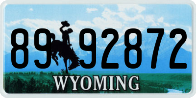 WY license plate 8992872