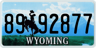 WY license plate 8992877