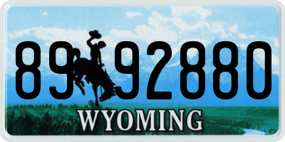 WY license plate 8992880
