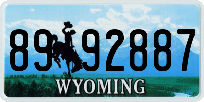 WY license plate 8992887
