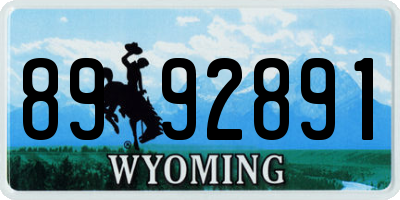 WY license plate 8992891