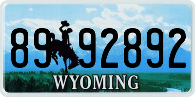 WY license plate 8992892