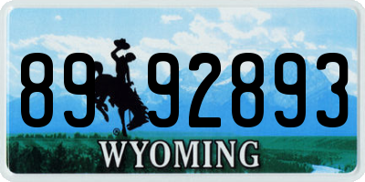 WY license plate 8992893