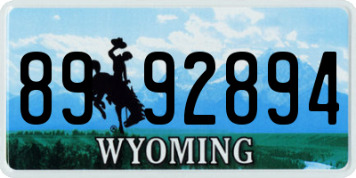 WY license plate 8992894