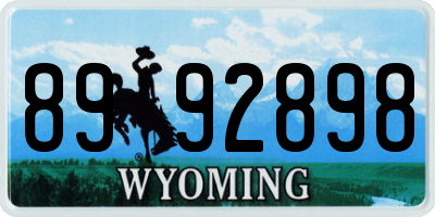 WY license plate 8992898