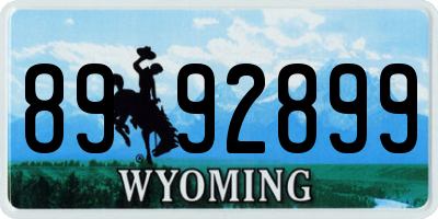 WY license plate 8992899
