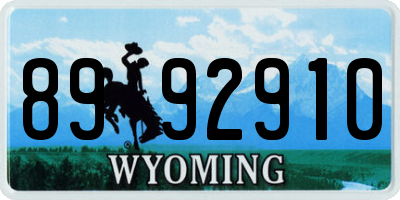 WY license plate 8992910