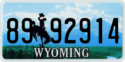 WY license plate 8992914