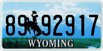WY license plate 8992917