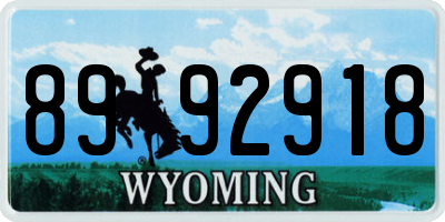 WY license plate 8992918