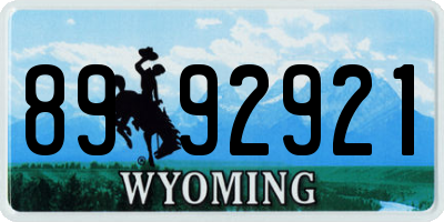 WY license plate 8992921