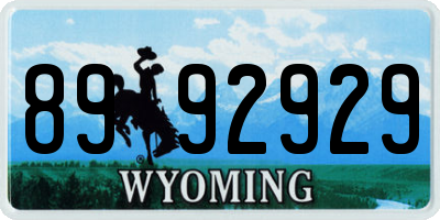 WY license plate 8992929