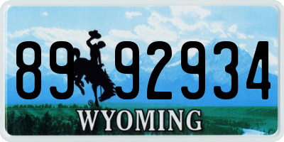 WY license plate 8992934