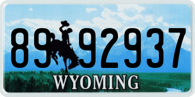 WY license plate 8992937