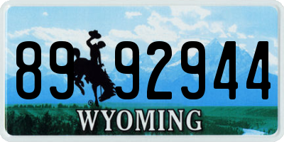 WY license plate 8992944