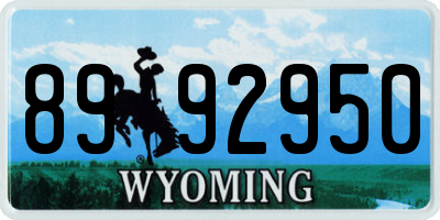 WY license plate 8992950