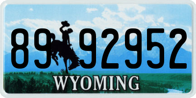 WY license plate 8992952
