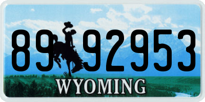 WY license plate 8992953