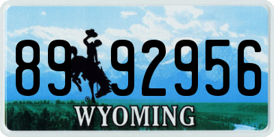 WY license plate 8992956