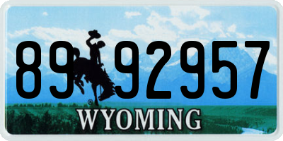 WY license plate 8992957