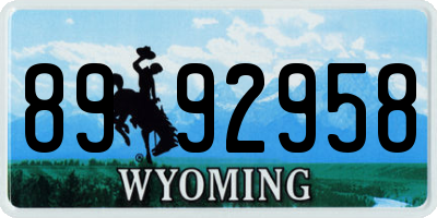 WY license plate 8992958