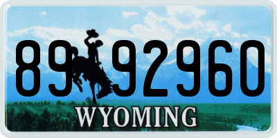 WY license plate 8992960