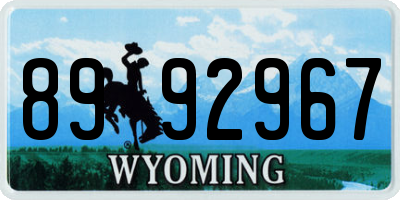 WY license plate 8992967
