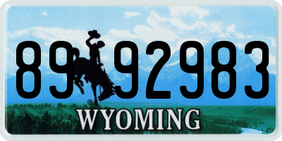 WY license plate 8992983