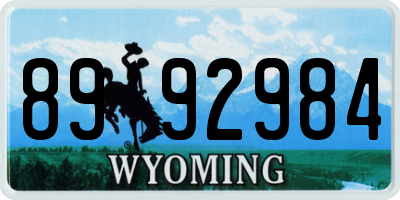 WY license plate 8992984