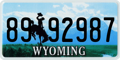 WY license plate 8992987
