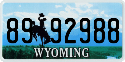 WY license plate 8992988