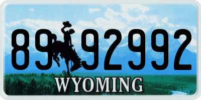 WY license plate 8992992