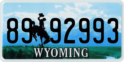 WY license plate 8992993