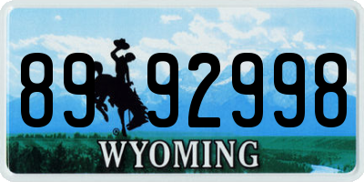 WY license plate 8992998