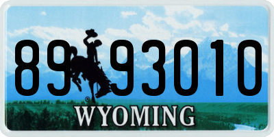 WY license plate 8993010