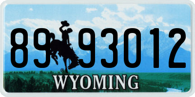 WY license plate 8993012