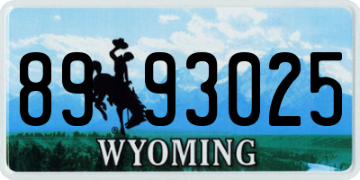 WY license plate 8993025