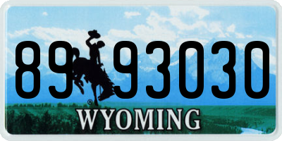 WY license plate 8993030