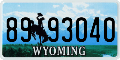 WY license plate 8993040