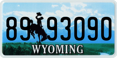 WY license plate 8993090