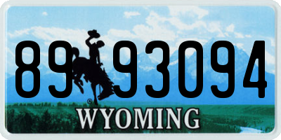 WY license plate 8993094