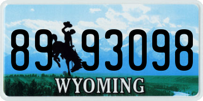 WY license plate 8993098